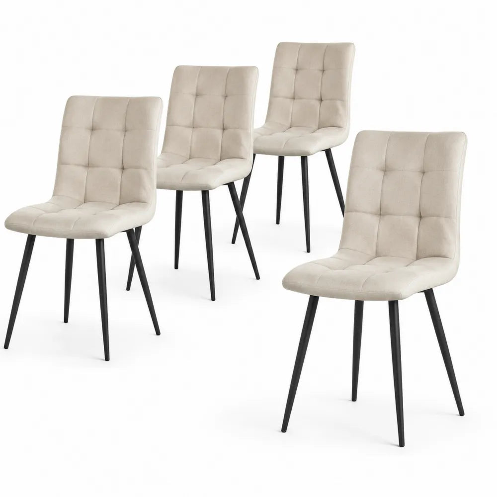 Esszimmerstühle 4er Set 45 x 56 x 88 cm gepolstert Polyester Holz Metall Beine Beige Schwarz rechteckig